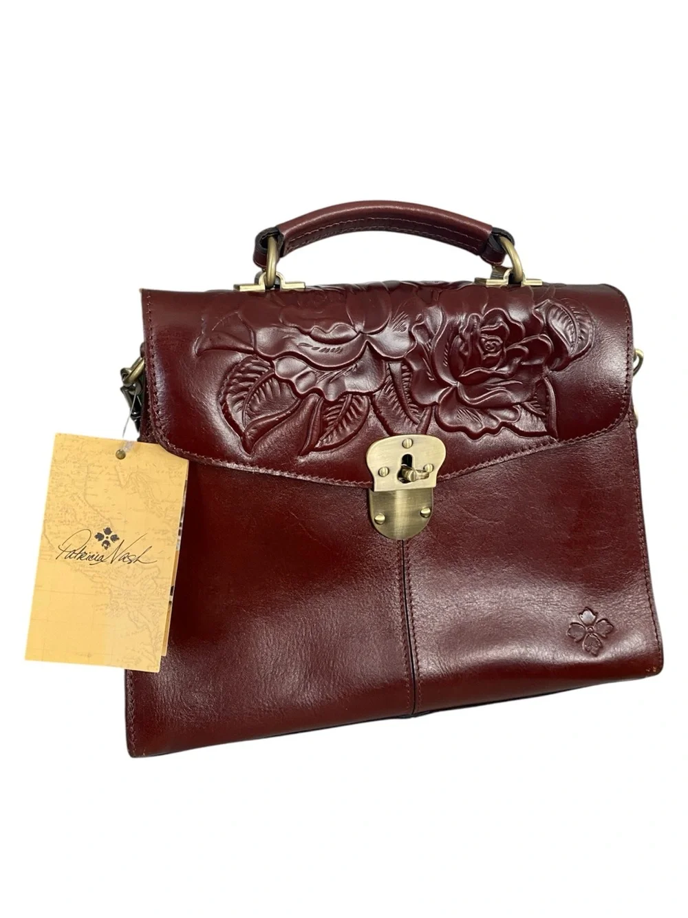 Patricia Nash Leather Brailes Portfolio Satchel British Tan style P1123347 NWT